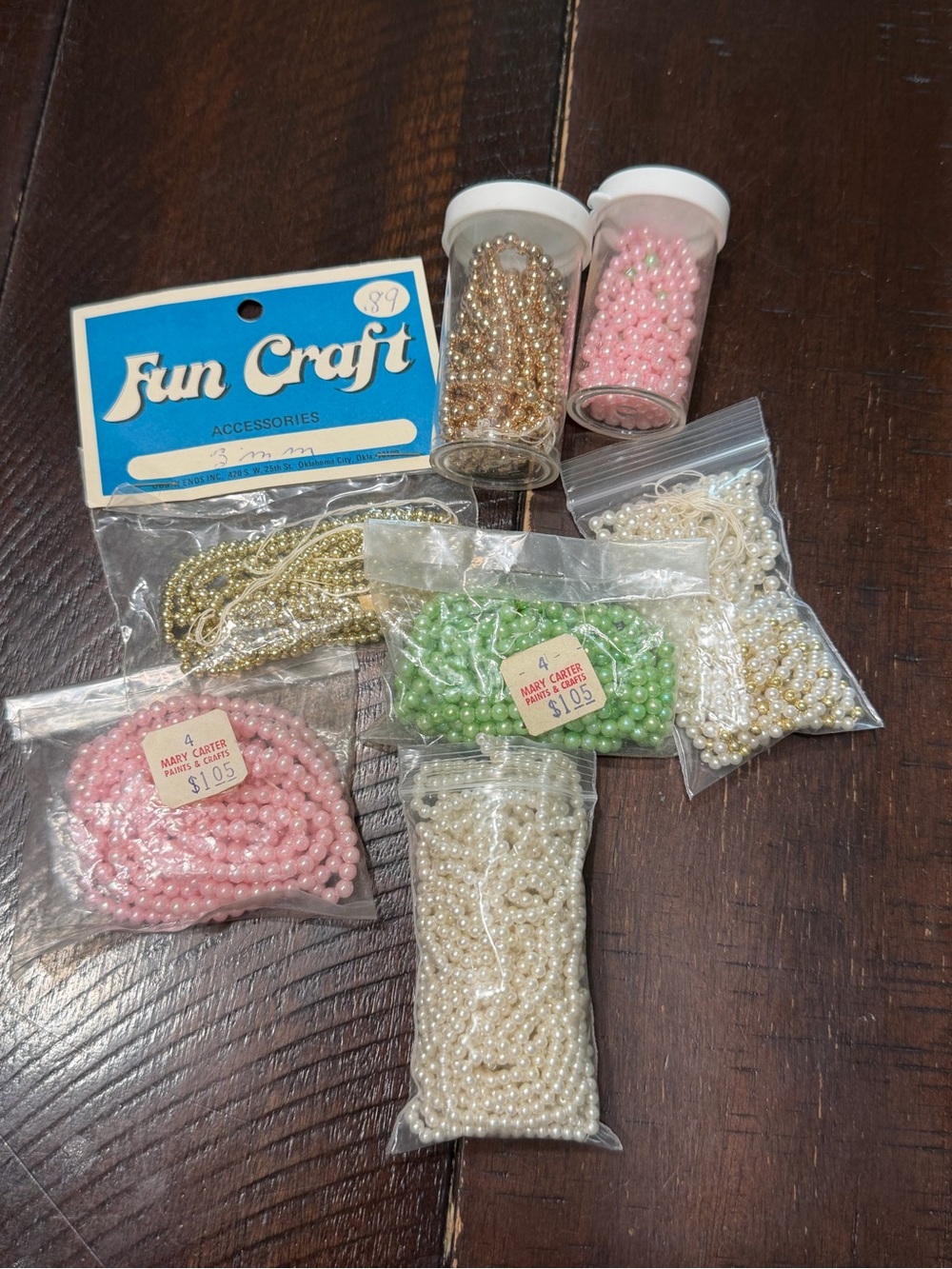 Vintage Tiny Bead Mix - Pink, White, Green, Gold